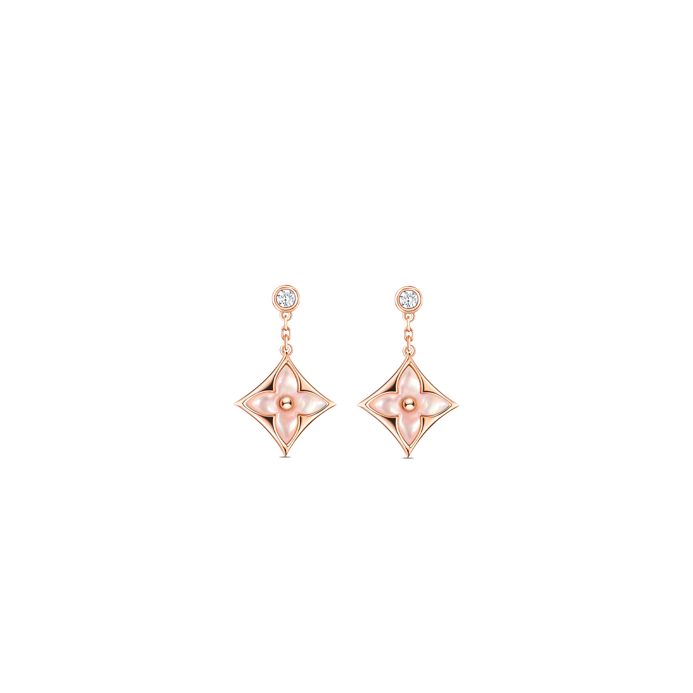 LOUIS VUITTON COLOR BLOSSOM BB STAR ROSE GOLD, PINK MOTHER-OF-PEARL AND DIAMOND EARRINGS Q96667 LOUIS VUITTON COLOR BLOSSOM BB STAR ROSE GOLD, PINK MOTHER-OF-PEARL AND DIAMOND EARRINGS Q96667